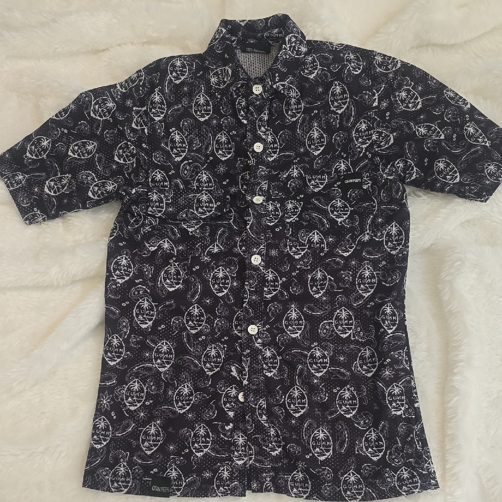 Youth Boys Black and White Guam Logo Shirt
